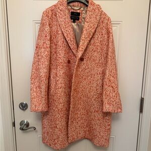 J. Crew Textured Red and White Pea Coat